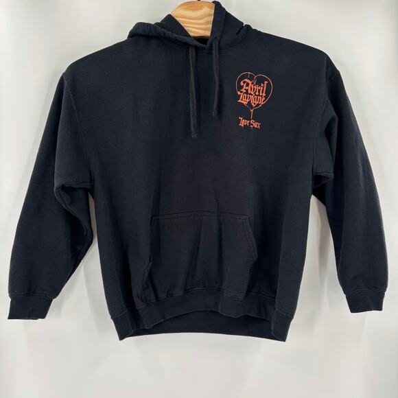 Avril Lavigne Large Black Love Sux Long Sleeve Drawstrings Hoodie Sweatshirt - Picture 4 of 5
